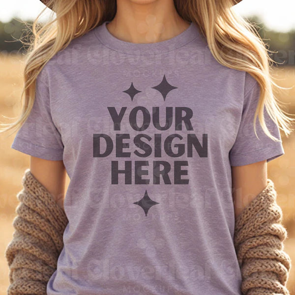 Heather Purple Bella+Canvas Unisex Tee