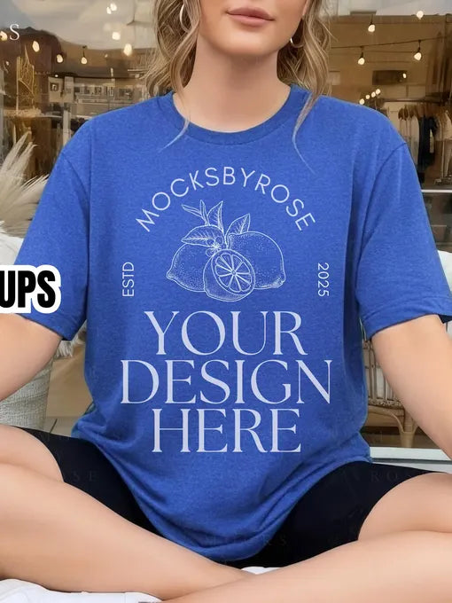 Heather True Royal Bella+Canvas Unisex Tee