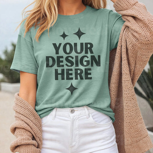 Heather Dusty Blue Bella+Canvas Unisex Tee