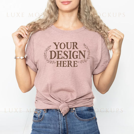 Heather Pink Gravel Bella+Canvas Unisex Tee