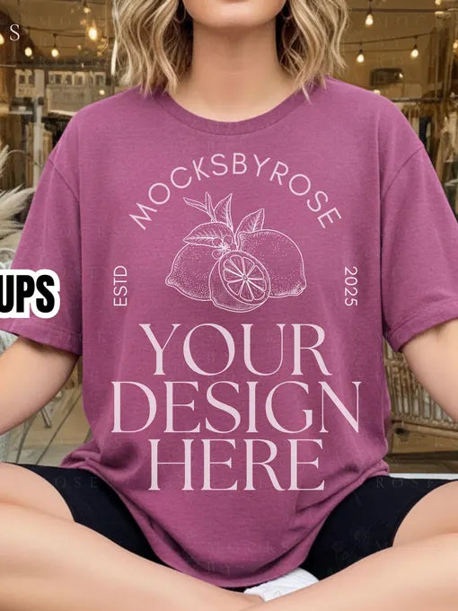 Heather Magenta Bella+Canvas Unisex Tee