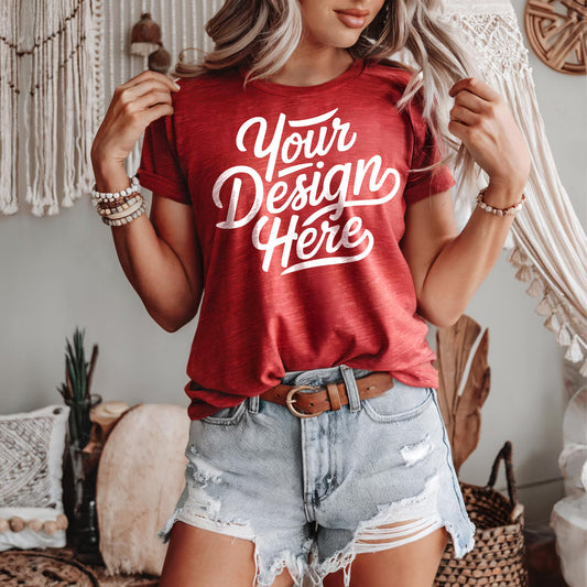 Heather Canvas Red Bella+Canvas Unisex Tee